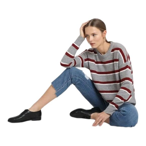 Madewell 90s Wool Blend Split Curved‎ Hem Crewneck Westlake Pullover Sweater M - Picture 3 of 9